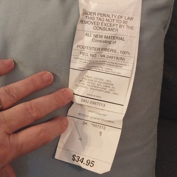 Pier 1 One Embroidered Moroccan Boho Accent Throw Pillow Cover Blue Crea… - Picture 5 of 10